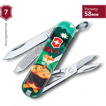 Нож-брелок VICTORINOX CLASSIC SWISS MOUNTAIN DINNER 0.6223.L1907 Нож-брелок VICTORINOX CLASSIC SWISS MOUNTAIN DINNER 0.6223.L1907